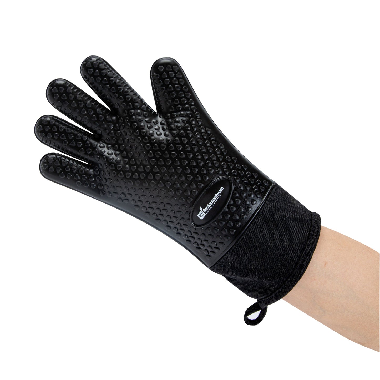 Comfy Grip Black Silicone Oven Mitt - Heat-Resistant, Cotton Lining - 13" x 7 1/2" x 1/2" - 1 count box