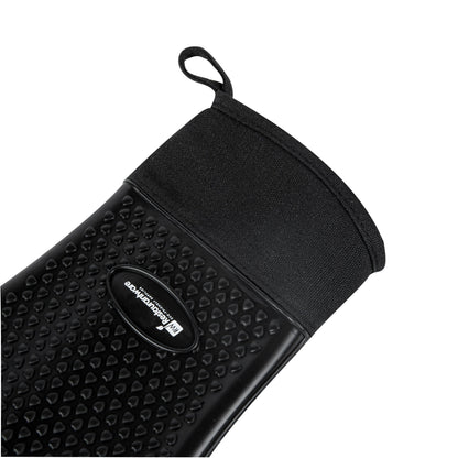 Comfy Grip Black Silicone Oven Mitt - Heat-Resistant, Cotton Lining - 13" x 7 1/2" x 1/2" - 1 count box