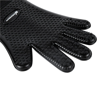 Comfy Grip Black Silicone Oven Mitt - Heat-Resistant, Cotton Lining - 13" x 7 1/2" x 1/2" - 1 count box