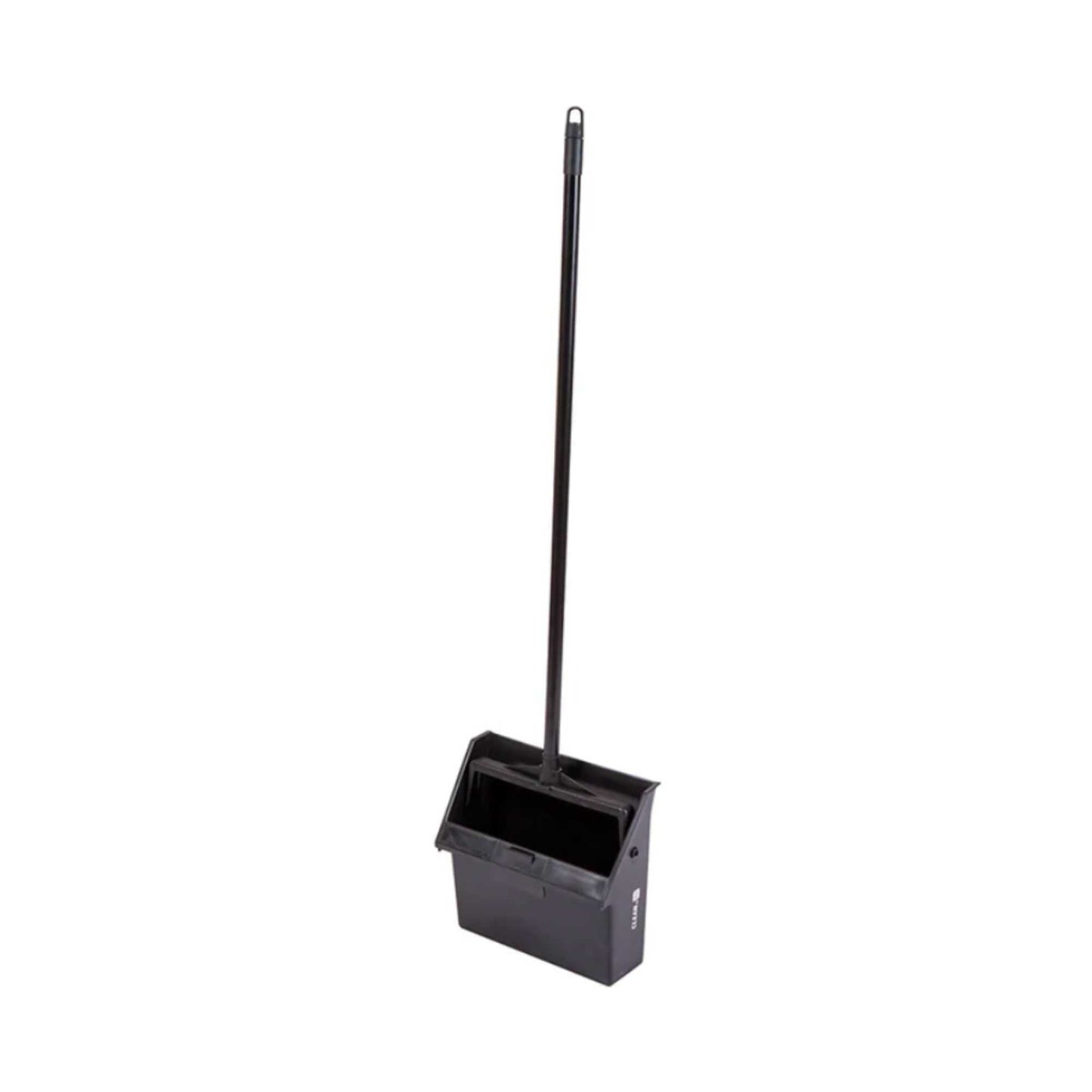 RW Clean Black Plastic Lobby Dustpan - with Handle, Broom Clip - 11 3/4" x 11" x 34" - 1 count box
