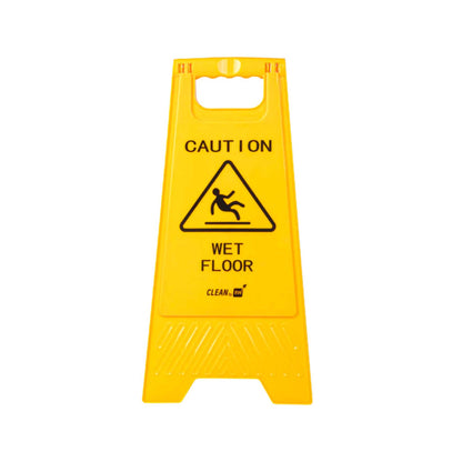 RW Clean Yellow Plastic Caution Wet Floor Sign - Double-Sided - 11 3/4" x 2" x 24 1/2" - 1 count box