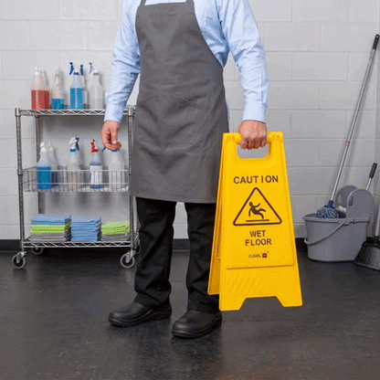 RW Clean Yellow Plastic Caution Wet Floor Sign - Double-Sided - 11 3/4" x 2" x 24 1/2" - 1 count box