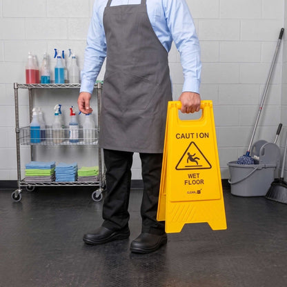 RW Clean Yellow Plastic Caution Wet Floor Sign - Double-Sided - 11 3/4" x 2" x 24 1/2" - 1 count box