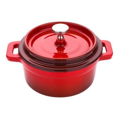Met Lux Round Mini Casserole Dish - Red, Cast Iron - Enameled, Stainless Steel Knob - 8 oz, 5 1/4" x 4" x 3" - 1 count box