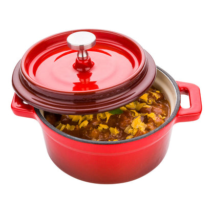 Met Lux Round Mini Casserole Dish - Red, Cast Iron - Enameled, Stainless Steel Knob - 8 oz, 5 1/4" x 4" x 3" - 1 count box