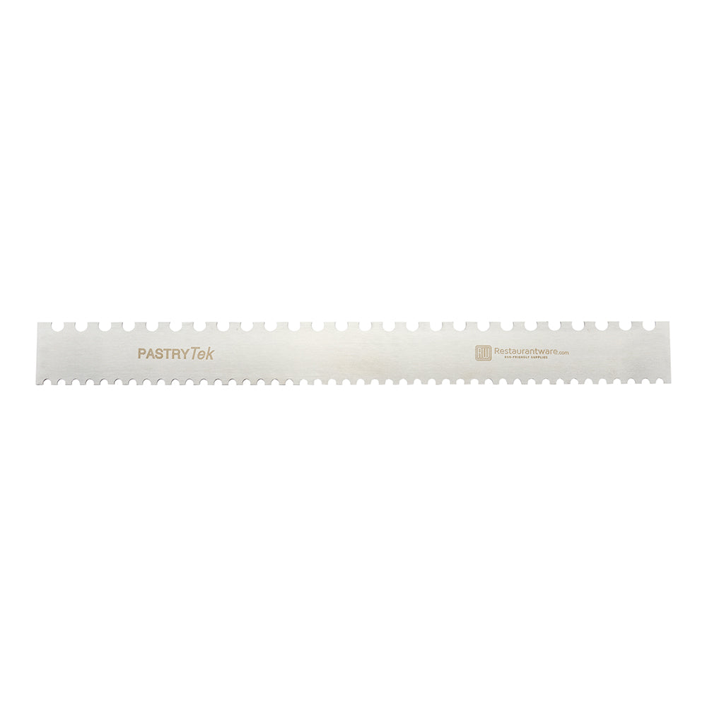 Pastry tek Decorating Comb - Silver, Stainless Steel - Semicircle, Double-sided, 5mm & 10mm - 19 3/4" x 2" - 1 count box