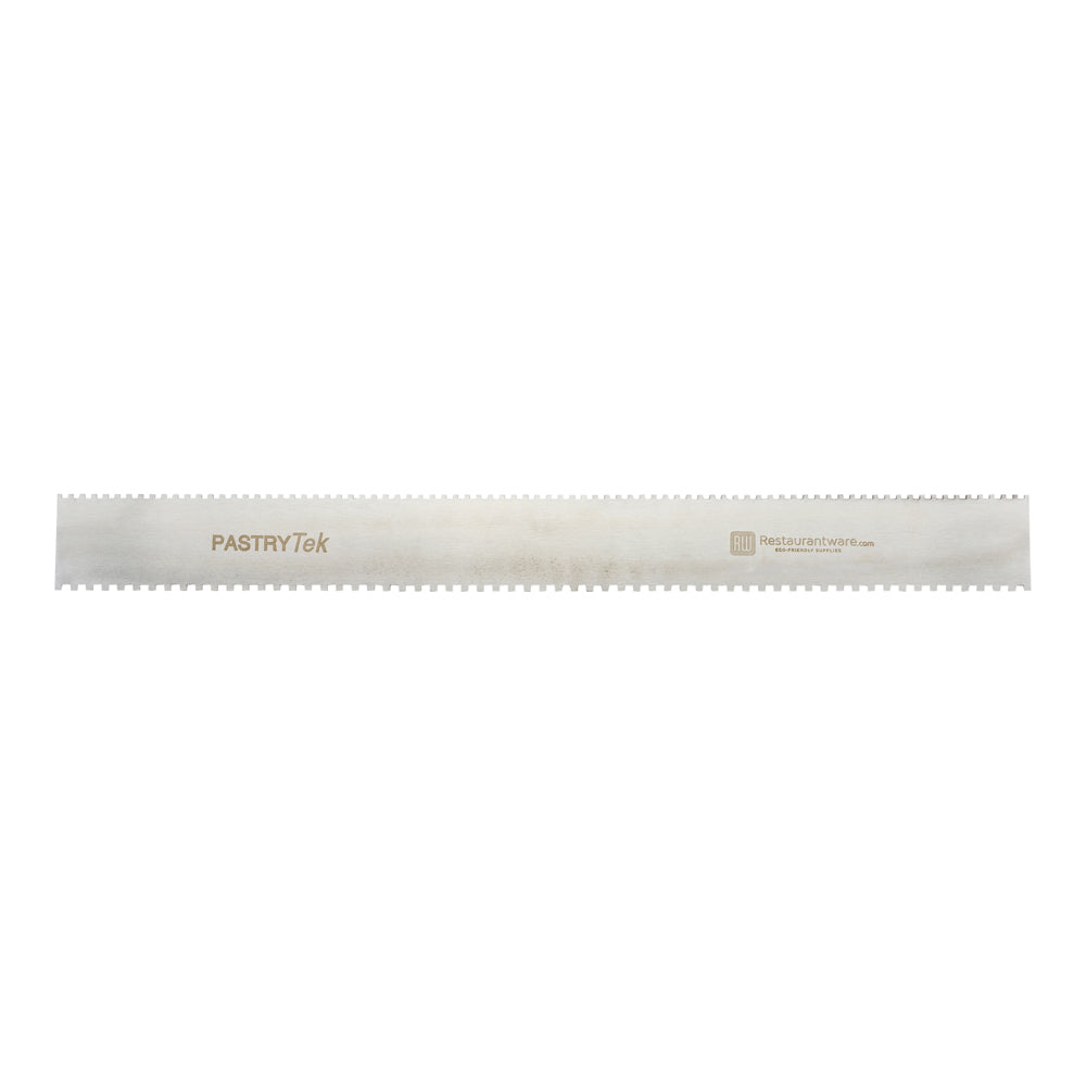 Pastry tek Decorating Comb - Silver, Stainless Steel - Square, Double-sided, 4mm & 3mm - 19 3/4" x 2" - 1 count box