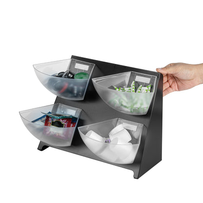 Met Lux Condiment Holder - Black, Steel - 4 Clear Bins - 15 1/2" x 10" x 10 1/2" - 1 count box