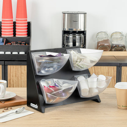Met Lux Condiment Holder - Black, Steel - 4 Clear Bins - 15 1/2" x 10" x 10 1/2" - 1 count box