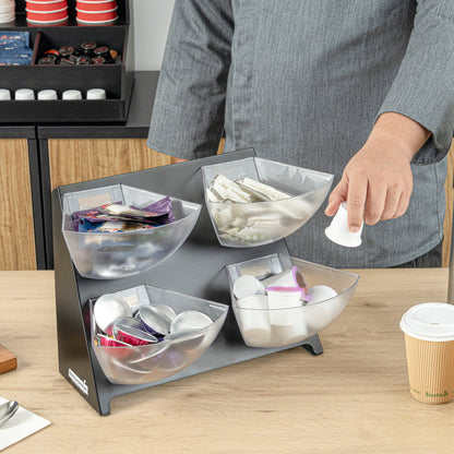 Met Lux Condiment Holder - Black, Steel - 4 Clear Bins - 15 1/2" x 10" x 10 1/2" - 1 count box