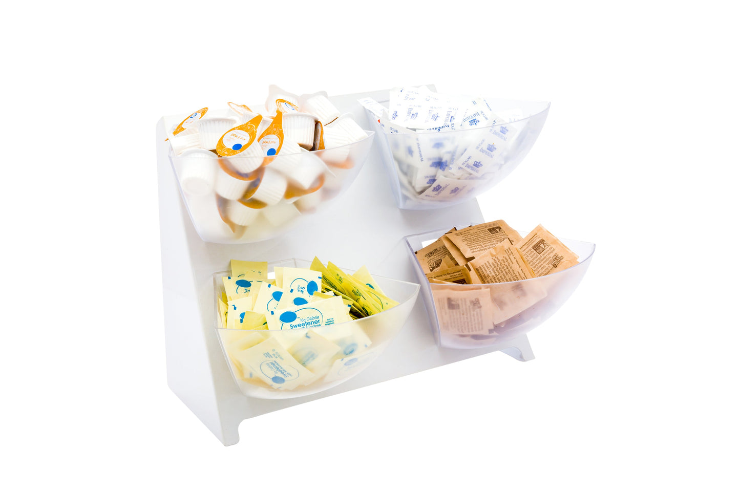 Met Lux Condiment Holder - White, Steel - 4 Clear Bins - 15 1/2" x 10" x 10 1/2" - 1 count box