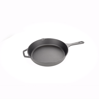 Met Lux Round Black Cast Iron 12" Fry Pan - Pre-seasoned - 1 count box
