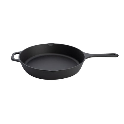 Met Lux Round Black Cast Iron 12" Fry Pan - Pre-seasoned - 1 count box