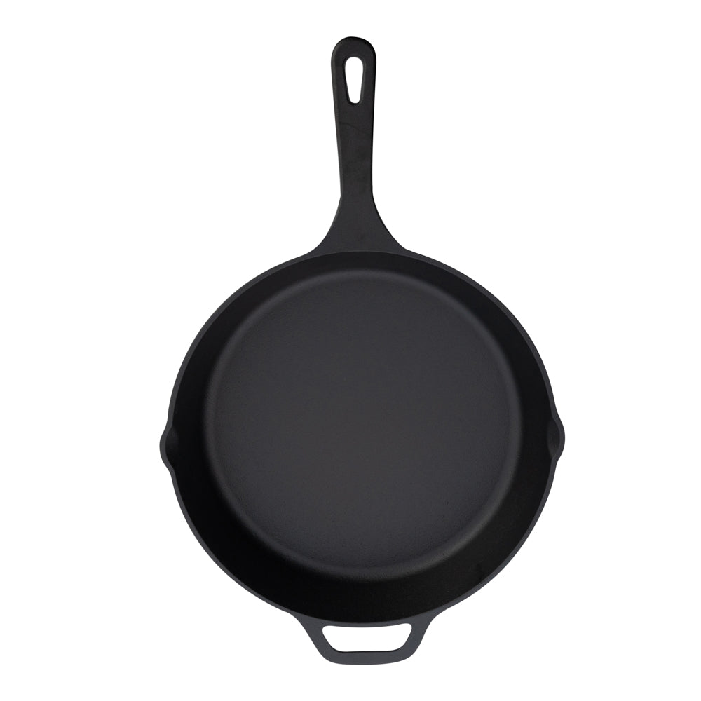Met Lux Round Black Cast Iron 12" Fry Pan - Pre-seasoned - 1 count box
