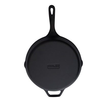 Met Lux Round Black Cast Iron 12" Fry Pan - Pre-seasoned - 1 count box
