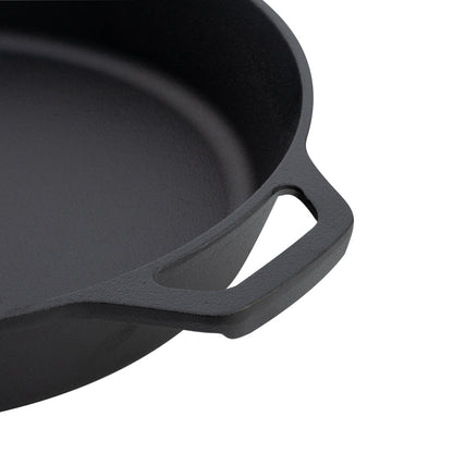 Met Lux Round Black Cast Iron 12" Fry Pan - Pre-seasoned - 1 count box