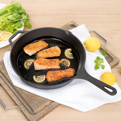 Met Lux Round Black Cast Iron 12" Fry Pan - Pre-seasoned - 1 count box