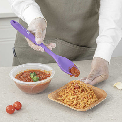 Pastry tek Purple Silicone Mixing Spoon - 10 1/2" x 2 1/4" x 3/4" - 1 count box