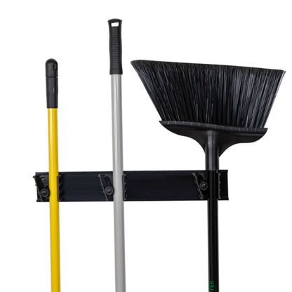 RW Clean Black Mop / Broom Holder - 3 Slots, Wall Mount - 17 3/4" - 1 count box