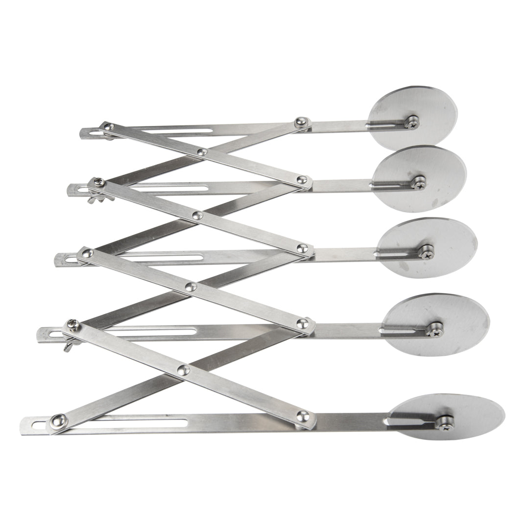 Met Lux Stainless Steel 5-Wheel Pastry Cutter - 2 1/4" Blades - 9 1/2" x 9 1/2" x 2 1/4" - 1 count box