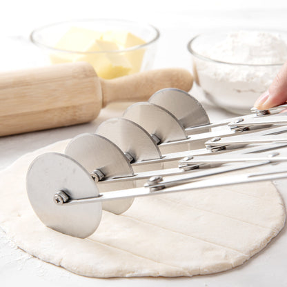 Met Lux Stainless Steel 5-Wheel Pastry Cutter - 2 1/4" Blades - 9 1/2" x 9 1/2" x 2 1/4" - 1 count box