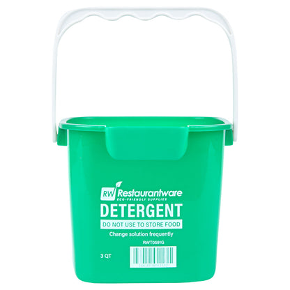 RW Clean 3 Qt Square Green Plastic Cleaning Bucket - with Plastic Handle - 7" x 6 3/4" x 6" - 1 count box