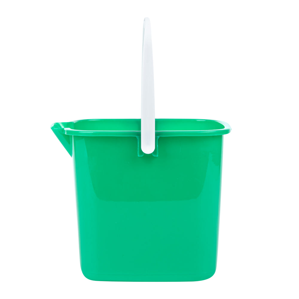 RW Clean 3 Qt Square Green Plastic Cleaning Bucket - with Plastic Handle - 7" x 6 3/4" x 6" - 10 count box