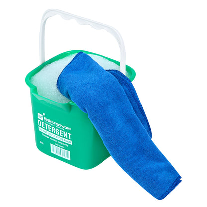 RW Clean 3 Qt Square Green Plastic Cleaning Bucket - with Plastic Handle - 7" x 6 3/4" x 6" - 1 count box