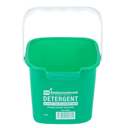 RW Clean 3 Qt Square Green Plastic Cleaning Bucket - with Plastic Handle - 7" x 6 3/4" x 6" - 1 count box