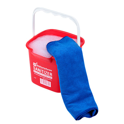 RW Clean 3 Qt Square Red Plastic Sanitizing Bucket - with Plastic Handle - 7" x 6 3/4" x 6" - 10 count box