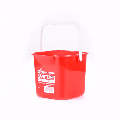 RW Clean 3 Qt Square Red Plastic Sanitizing Bucket - with Plastic Handle - 7" x 6 3/4" x 6" - 10 count box