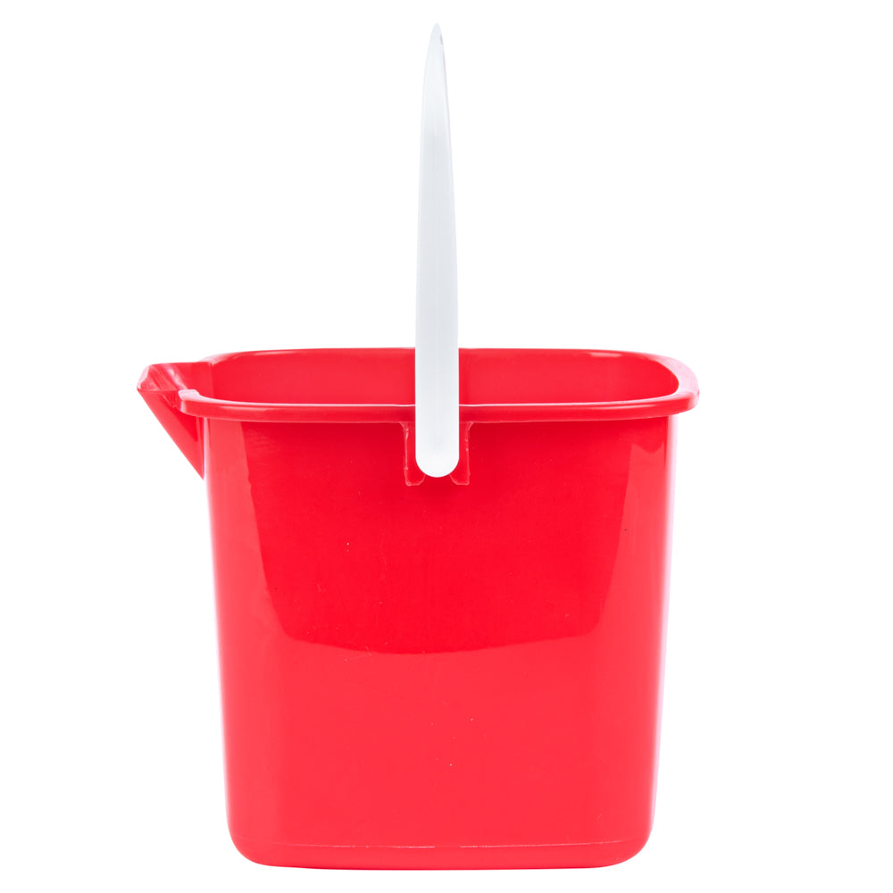 RW Clean 3 Qt Square Red Plastic Sanitizing Bucket - with Plastic Handle - 7" x 6 3/4" x 6" - 10 count box