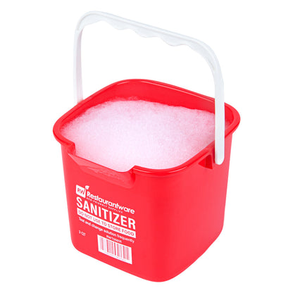 RW Clean 3 Qt Square Red Plastic Sanitizing Bucket - with Plastic Handle - 7" x 6 3/4" x 6" - 1 count box