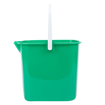 RW Clean 6 Qt Square Green Plastic Cleaning Bucket - with Plastic Handle - 8 1/2" x 8 1/2" x 7 1/4" - 10 count box