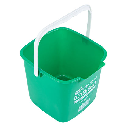 RW Clean 6 Qt Square Green Plastic Cleaning Bucket - with Plastic Handle - 8 1/2" x 8 1/2" x 7 1/4" - 10 count box