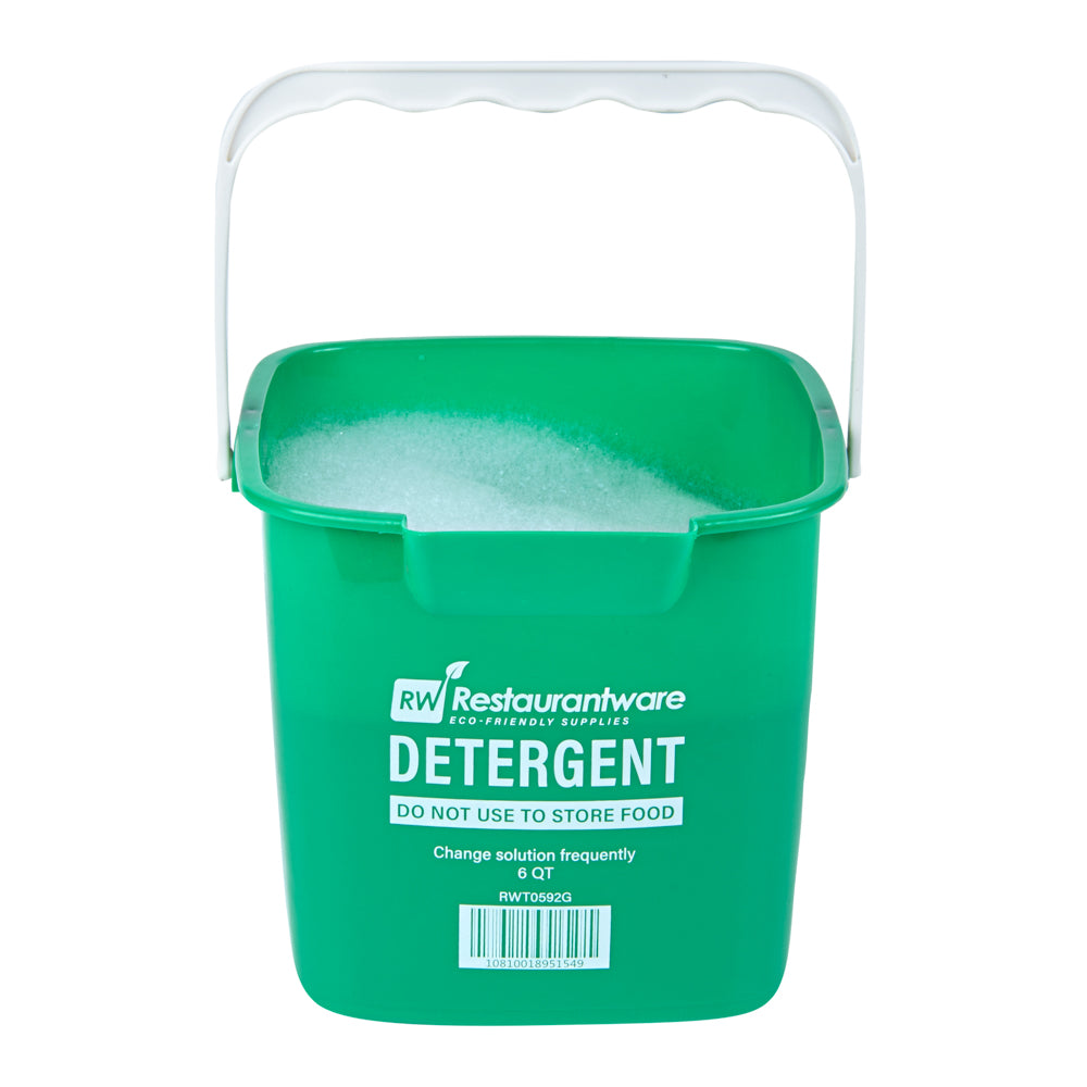 RW Clean 6 Qt Square Green Plastic Cleaning Bucket - with Plastic Handle - 8 1/2" x 8 1/2" x 7 1/4" - 1 count box
