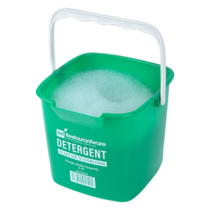 RW Clean 6 Qt Square Green Plastic Cleaning Bucket - with Plastic Handle - 8 1/2" x 8 1/2" x 7 1/4" - 1 count box