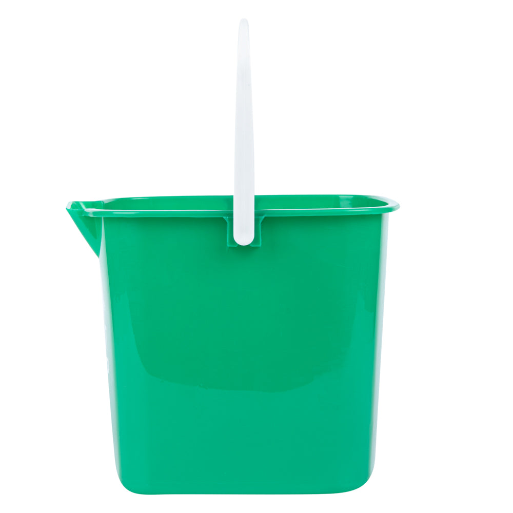 RW Clean 6 Qt Square Green Plastic Cleaning Bucket - with Plastic Handle - 8 1/2" x 8 1/2" x 7 1/4" - 1 count box