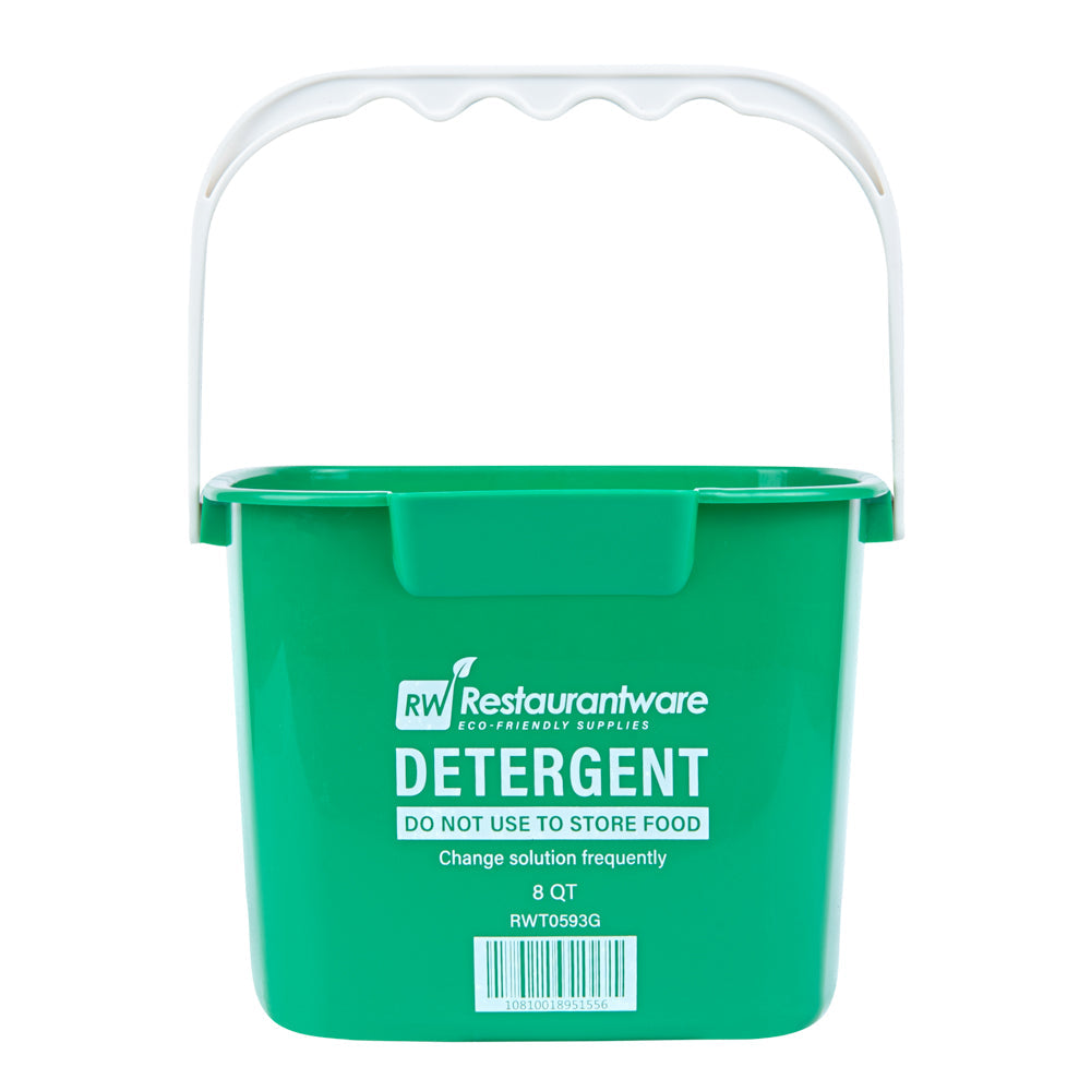 RW Clean 8 Qt Square Green Plastic Cleaning Bucket - with Plastic Handle - 9 3/4" x 9 3/4" x 7 1/2" - 1 count box