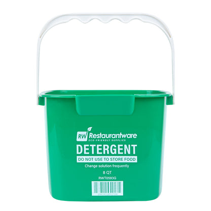 RW Clean 8 Qt Square Green Plastic Cleaning Bucket - with Plastic Handle - 9 3/4" x 9 3/4" x 7 1/2" - 1 count box