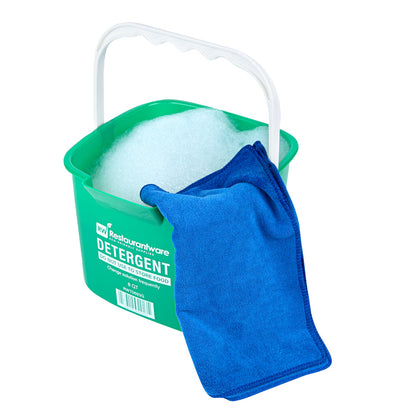 RW Clean 8 Qt Square Green Plastic Cleaning Bucket - with Plastic Handle - 9 3/4" x 9 3/4" x 7 1/2" - 10 count box