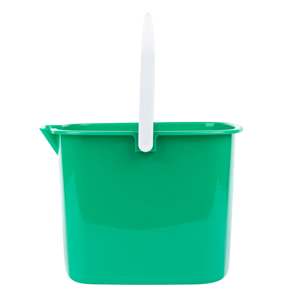 RW Clean 8 Qt Square Green Plastic Cleaning Bucket - with Plastic Handle - 9 3/4" x 9 3/4" x 7 1/2" - 10 count box