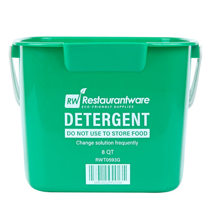 RW Clean 8 Qt Square Green Plastic Cleaning Bucket - with Plastic Handle - 9 3/4" x 9 3/4" x 7 1/2" - 10 count box