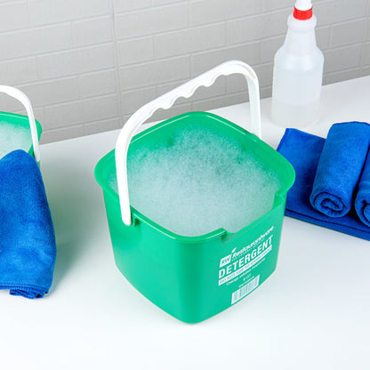 RW Clean 8 Qt Square Green Plastic Cleaning Bucket - with Plastic Handle - 9 3/4" x 9 3/4" x 7 1/2" - 10 count box