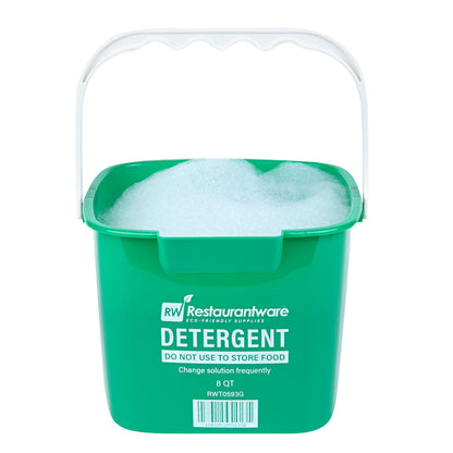 RW Clean 8 Qt Square Green Plastic Cleaning Bucket - with Plastic Handle - 9 3/4" x 9 3/4" x 7 1/2" - 1 count box
