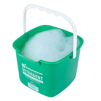 RW Clean 8 Qt Square Green Plastic Cleaning Bucket - with Plastic Handle - 9 3/4" x 9 3/4" x 7 1/2" - 1 count box