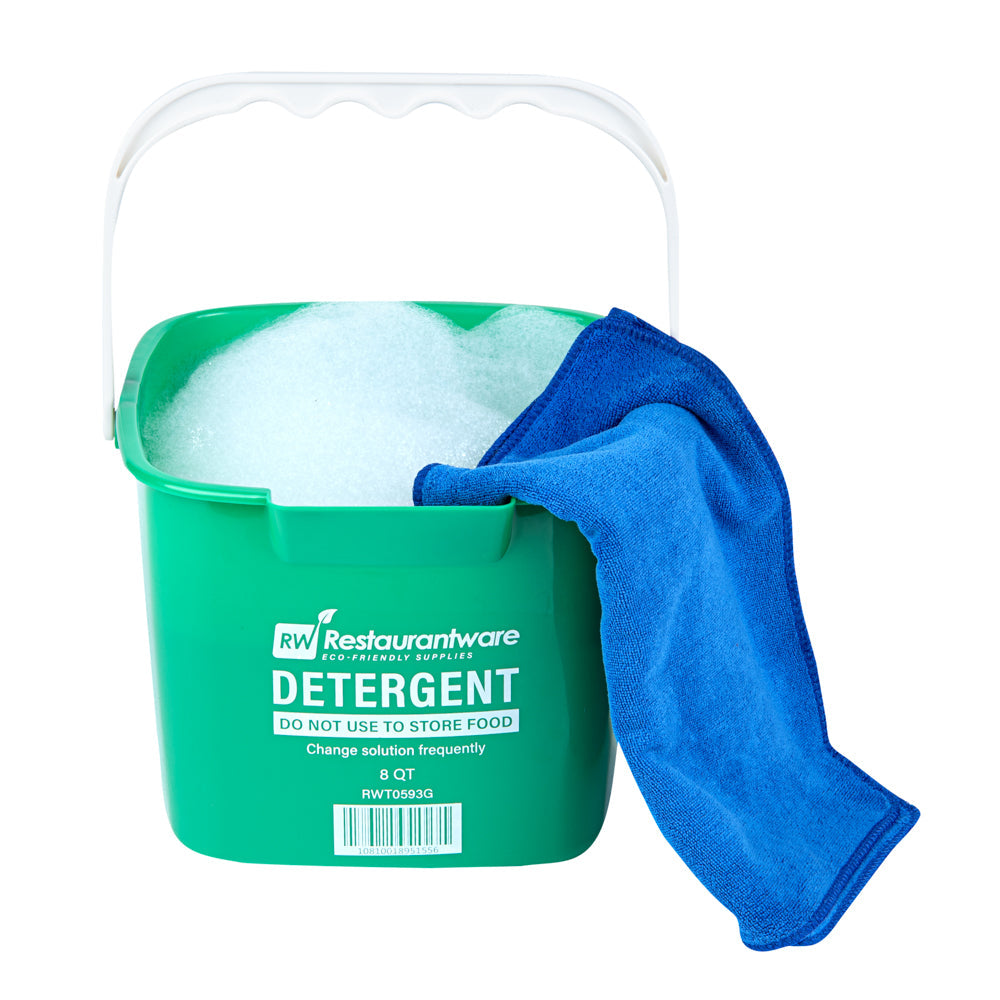 RW Clean 8 Qt Square Green Plastic Cleaning Bucket - with Plastic Handle - 9 3/4" x 9 3/4" x 7 1/2" - 1 count box