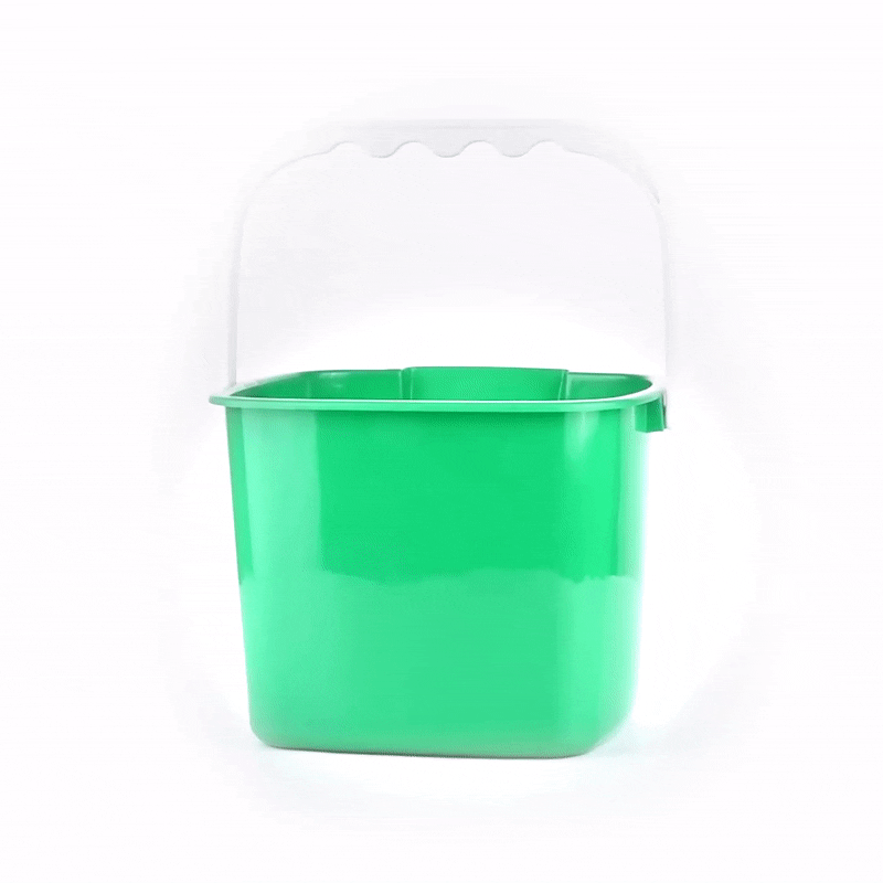 RW Clean 8 Qt Square Green Plastic Cleaning Bucket - with Plastic Handle - 9 3/4" x 9 3/4" x 7 1/2" - 1 count box