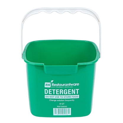 RW Clean 8 Qt Square Green Plastic Cleaning Bucket - with Plastic Handle - 9 3/4" x 9 3/4" x 7 1/2" - 1 count box