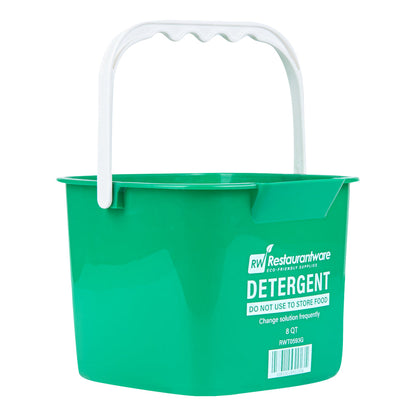 RW Clean 8 Qt Square Green Plastic Cleaning Bucket - with Plastic Handle - 9 3/4" x 9 3/4" x 7 1/2" - 1 count box